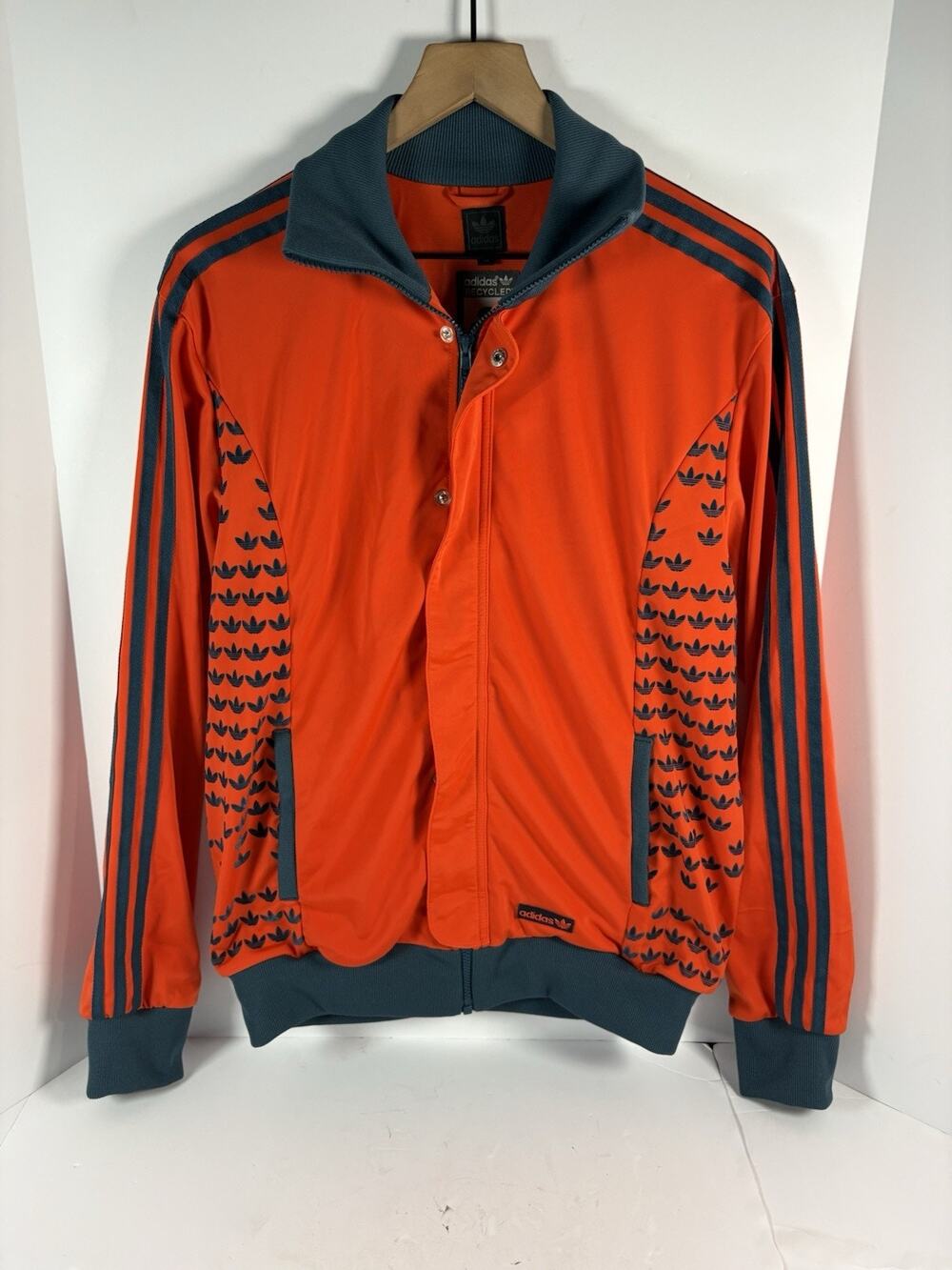 Adidas Originals Sample Track Jacket Size 50 Orange Trefoil Recycled 3 Stripe
